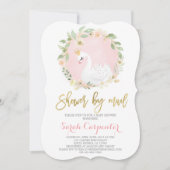 Zwaan baby shower per mail meisje kaart (Voorkant)