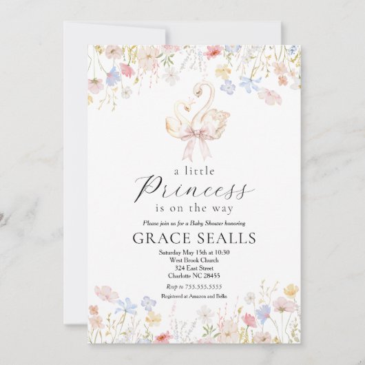 Zwaan baby shower uitnodiging (Voorkant)