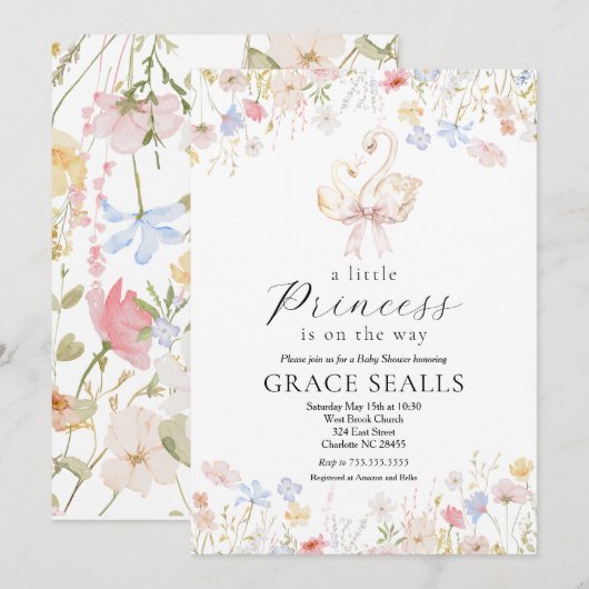 Zwaan baby shower uitnodiging (Voorkant / Achterkant)