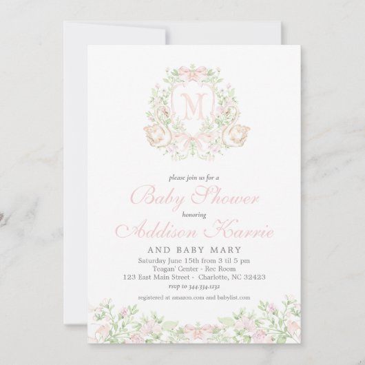 Zwaan babyshower uitnodiging (Voorkant)