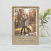 Zwaan Bewaar de datum Fotokaart Elegant Brown Kaart (Staand voorkant)