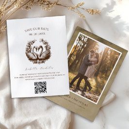 Zwaan Bewaar de datum Fotokaart Elegant Brown Kaart