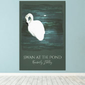 Zwaan bij de vijver canvas afdruk (Insitu (Houten vloer))
