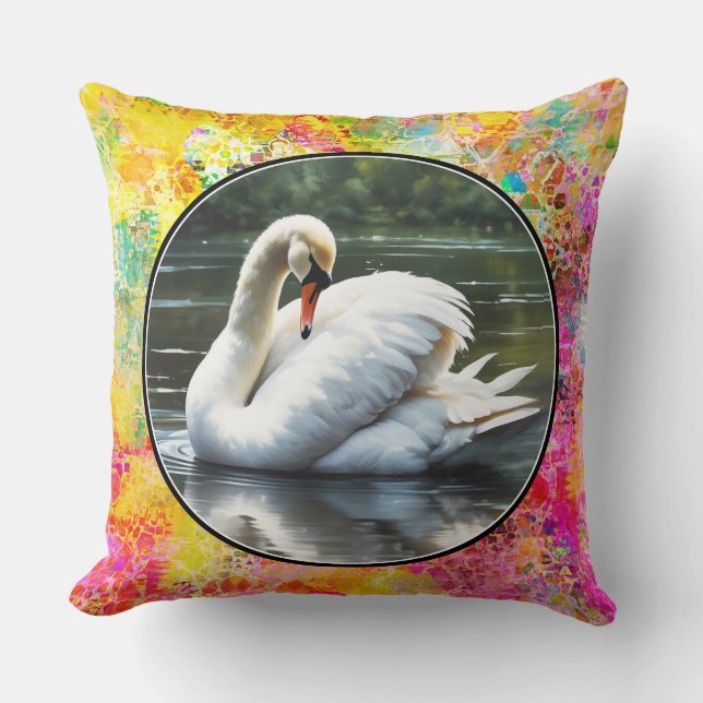 Zwaan bij het Lake Throw Pillow Kussen (Voorkant)