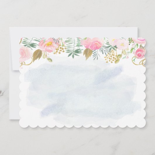 Zwaan Bloemen Eerste 1e Verjaardag Uitnodiging (Achterkant)