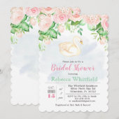 Zwaan Bloemen Glitter Bruids Douche Uitnodiging (Voorkant / Achterkant)