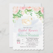 Zwaan Bloemen Glitter Bruids Douche Uitnodiging (Voorkant)