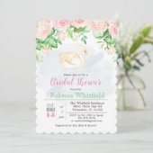 Zwaan Bloemen Glitter Bruids Douche Uitnodiging (Staand voorkant)