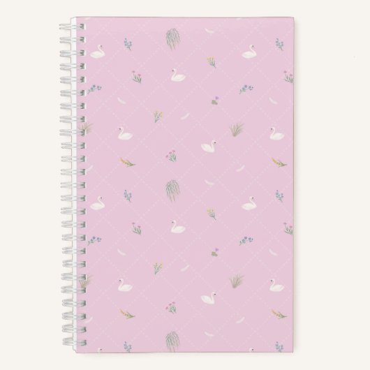 Zwaan Bloemig Roze Notitieboek (Voorkant)