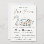 Zwaan Bloemneutraal Baby shower Uitnodiging (Voorkant)