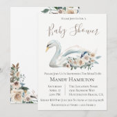 Zwaan Bloemneutraal Baby shower Uitnodiging (Voorkant / Achterkant)