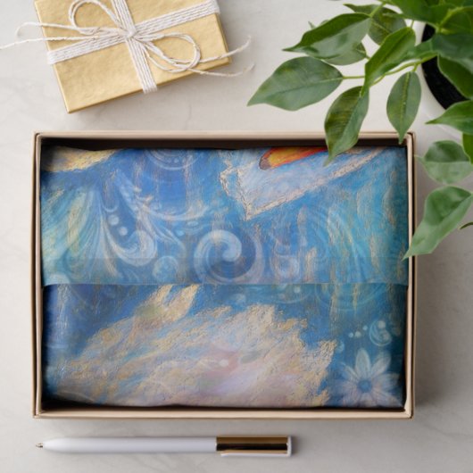 Zwaan Bruid Veil Blauw Wit Gepersonaliseerde Decou Tissuepapier (Geschenk)