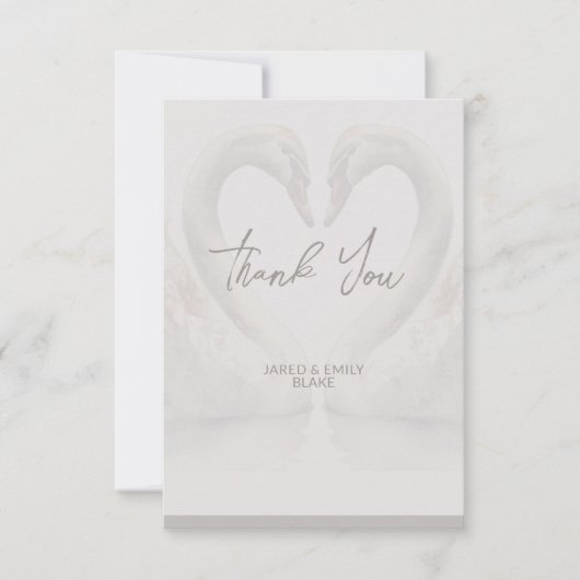 Zwaan bruiloft monogram dank u kaart (Voorkant)