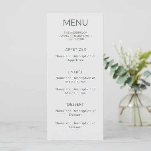 Zwaan bruiloft Monogram Flat Menu (Staand voorkant)