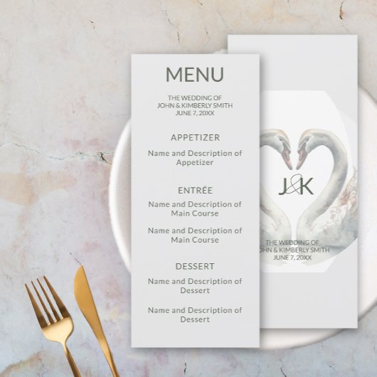 Zwaan bruiloft Monogram Flat Menu