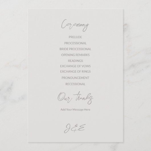 Zwaan bruiloft plat programma programmakaart (Achterkant)