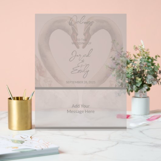 Zwaan bruiloft welkom acryl bord (Huwelijk)