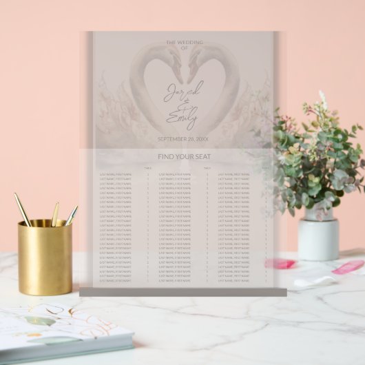 Zwaan bruiloft Zitting Grafiek Acryl Teken Acryl Bord (Huwelijk)