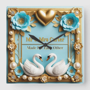 Zwaan Bruiloftsframe Voor Luxe Bruiloftsdecoratie Vierkante Klok