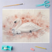 Zwaan Cygnet en Blush Roze Bloemen Decoupage Tissuepapier (Craft)