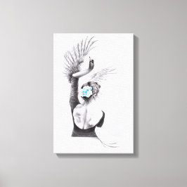 Zwaan dansende vrouw ballet Surrealistische tekenk Canvas Afdruk