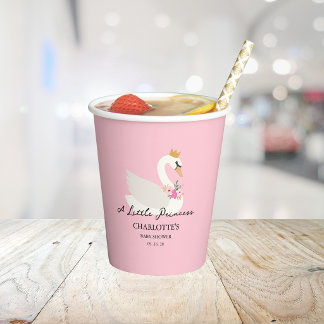 Zwaan Een Kleine Prinses Roze Baby Shower Papieren Bekers