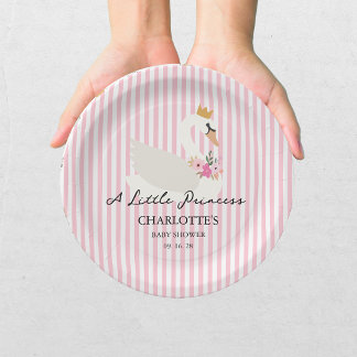 Zwaan Een Kleine Prinses Roze Baby Shower Papieren Bordje