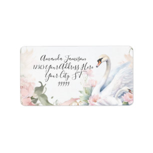 Zwaan Elegant Bloemen Roze Lint Retouradres Etiket