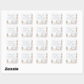 Zwaan Elegante Bloemige Roze Lint Baby Shower Vierkante Sticker (Vel)