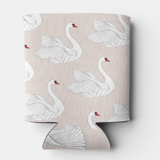 Zwaan Elegantie: ornamentaal wit patroon. Blikjeskoeler (Achterkant)