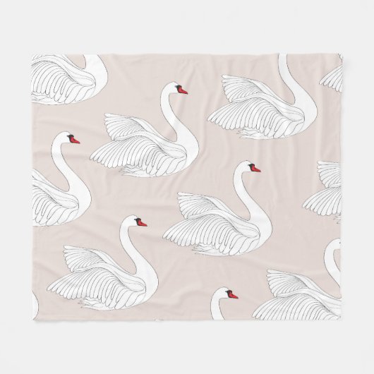 Zwaan Elegantie: ornamentaal wit patroon. Fleece Deken (Voorkant (Horizontaal))