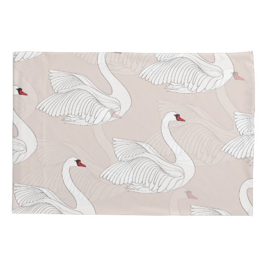 Zwaan Elegantie: ornamentaal wit patroon. Kussensloop (Achterkant)