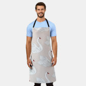 Zwaan Elegantie: ornamentaal wit patroon. Schort (Gedragen)