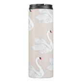 Zwaan Elegantie: ornamentaal wit patroon. Thermosbeker (Achterkant)