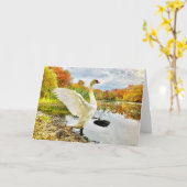 Zwaan en Herfst Lege Wenskaart Kaart (Gele Bloem)