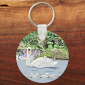 Zwaan en jonge zwanen sleutelhanger (Achterkant)