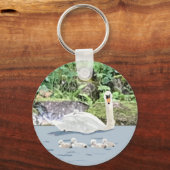 Zwaan en jonge zwanen sleutelhanger (Voorkant)