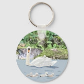 Zwaan en jonge zwanen sleutelhanger (Achterkant)