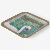 Zwaan en Lelies (Vierkant) Papieren Bordje (Gebogen)