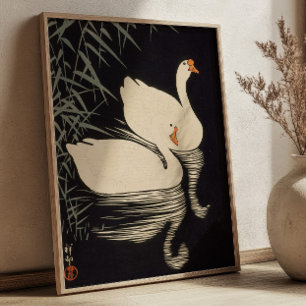 Zwaan en Riet Ohara Koson Japanse Houtblok  Poster