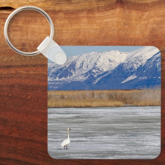 Zwaan en sneeuw sleutelhanger (Voorkant)