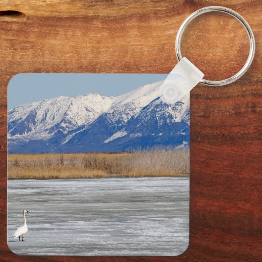 Zwaan en sneeuw sleutelhanger (Achterkant)