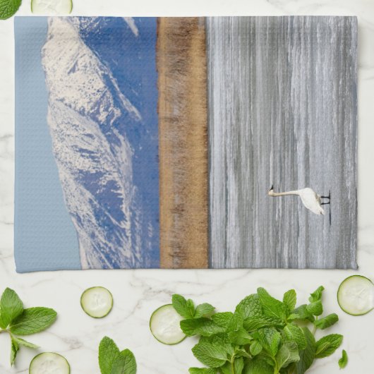 Zwaan en sneeuw theedoek (Gevouwen)