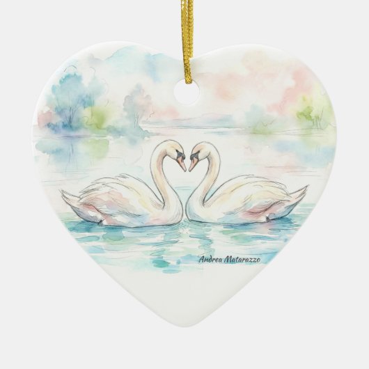 Zwaan Geliefden - Valentijnsdag Keramisch Ornament (Voorkant)