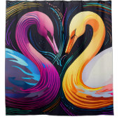 Zwaan Glas in lood Mozaïek badkamer Douchegordijn (Voorkant)