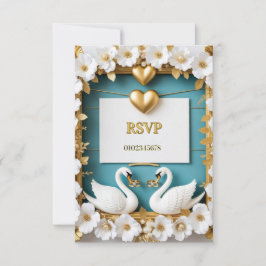 Zwaan Huwelijksframe Voor Luxe Huwelijksdecoratie RSVP Kaartje