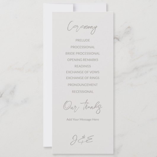 Zwaan Huwelijksprogramma | Volledig Kaart (Achterkant)