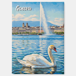 Zwaan in Genève Zwitserland Reizen Magneet