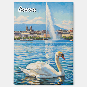 Zwaan in Genève Zwitserland Reizen Magneet