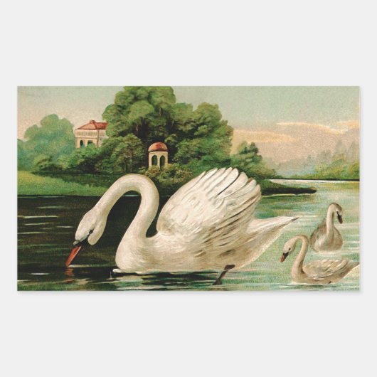 zwaan in het meer rechthoekige sticker (Voorkant)
